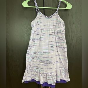 OP Spaghetti Strap Dress Girls Size 7-8 Purple & White Stripes #5126